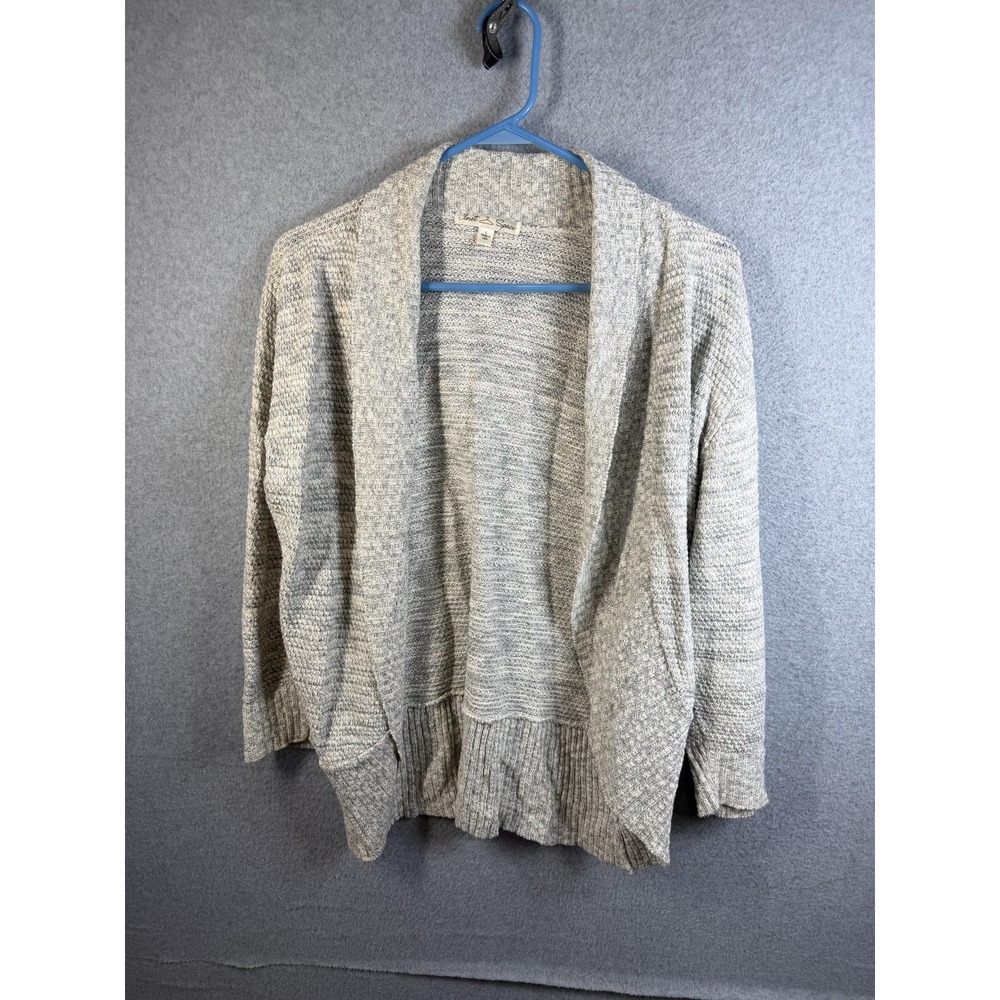 Closet Space Cardigan Womens Large Gray Open Front Collared Knit Sweater Casual